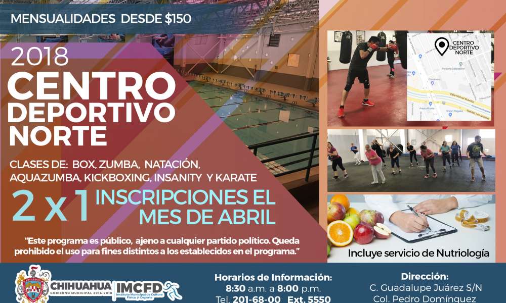 Invitan a inscribirse en el Centro Deportivo Norte al 2X1 en el mes de  abril - Segundo a Segundo - Noticias de una nueva Generación - Caleb  Ordoñez - Director