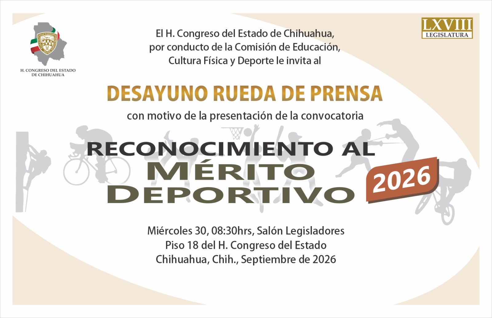 Congreso del Estado convoca a Reconocimiento al Mérito Deportivo 2026