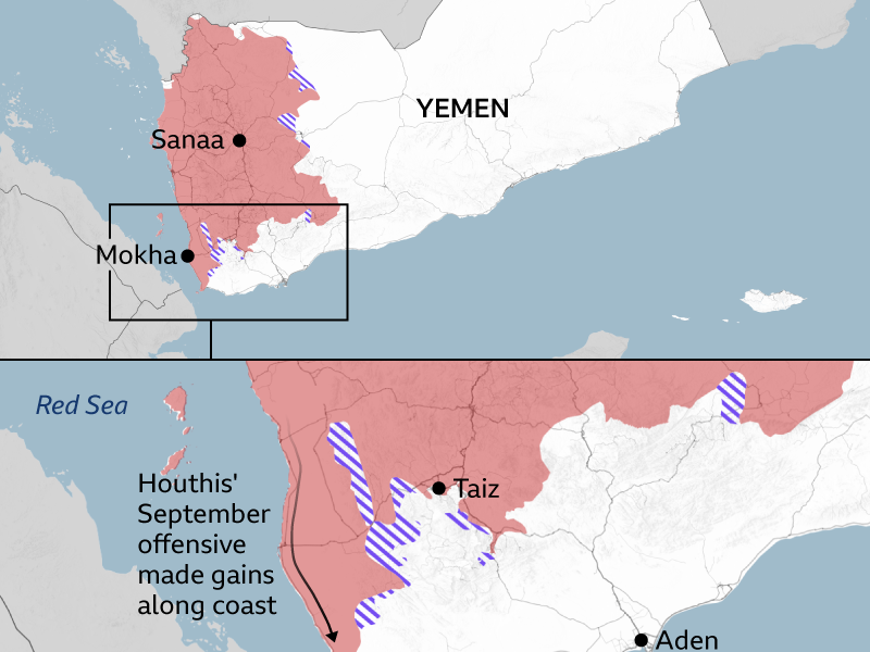La lucha por el control en la ciudad de Taiz, Yemen
