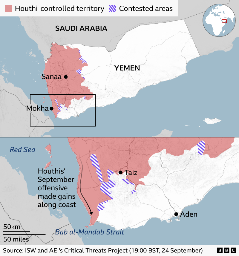 La lucha por el control en la ciudad de Taiz, Yemen