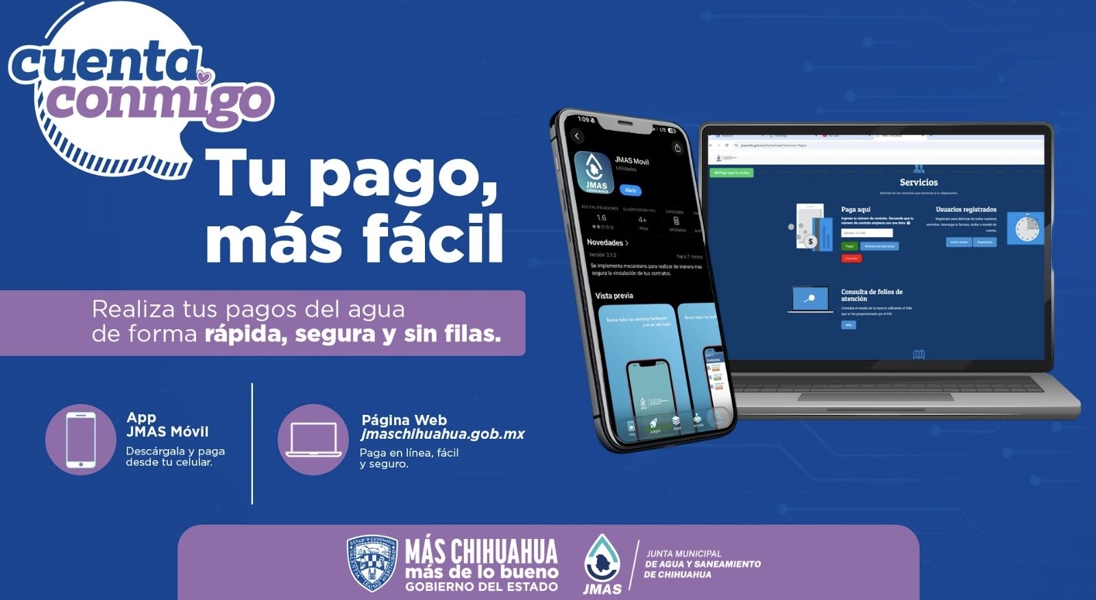 JMAS Chihuahua facilita pagos de agua con canales digitales y tiendas de conveniencia