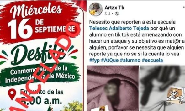 Cancelan desfile del 16 de septiembre en Tuzamapan por amenaza en redes sociales