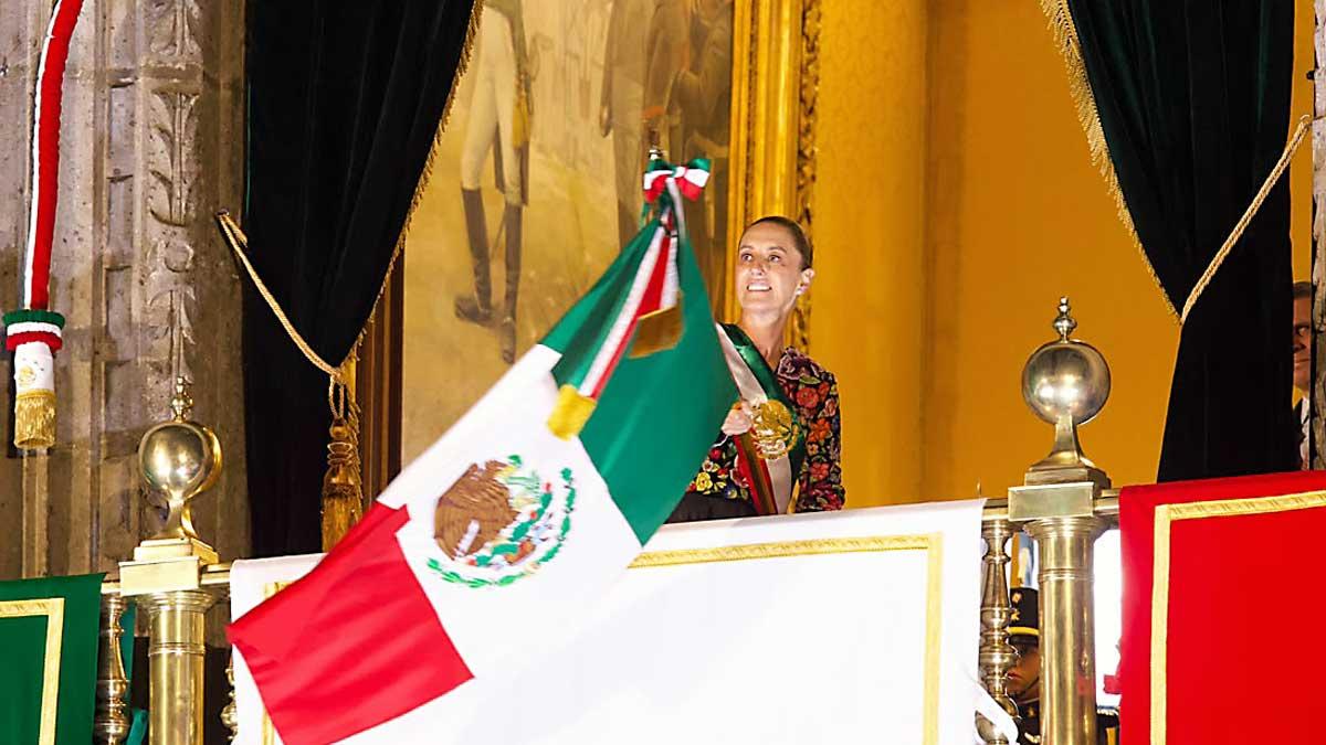 Sheinbaum celebra el Grito de Independencia en Palacio Nacional