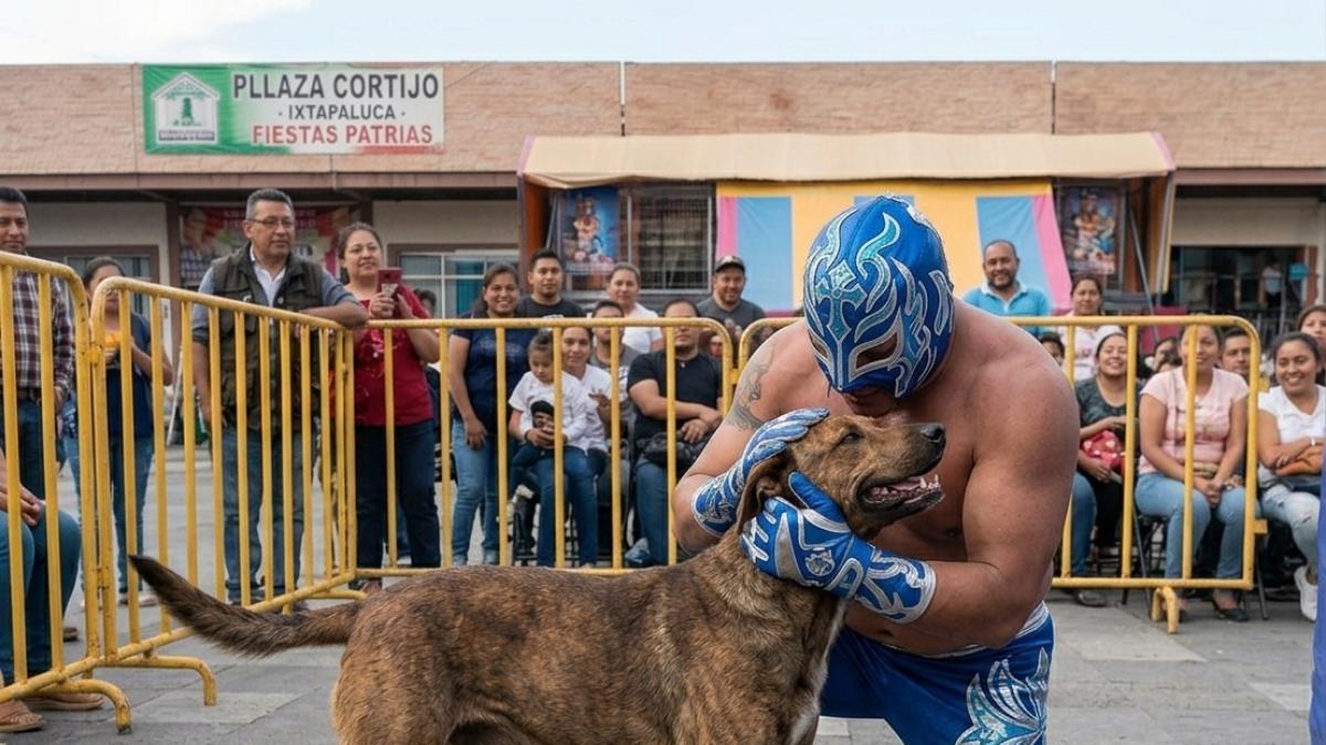 Un perro callejero se convierte en estrella de lucha libre en Ixtapaluca