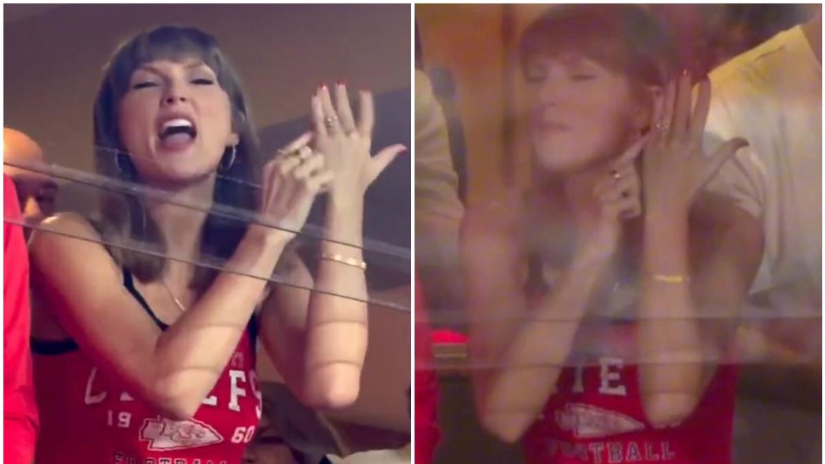 Taylor Swift celebra touchdown de Travis Kelce y muestra su anillo de bodas
