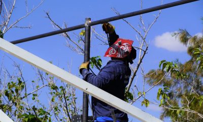 Avanza construcción de domo en parque Plaza Satélite en Chihuahua