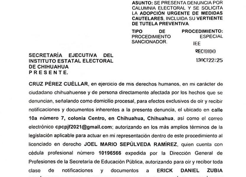Cruz Pérez Cuéllar denuncia a panistas por calumnias electorales
