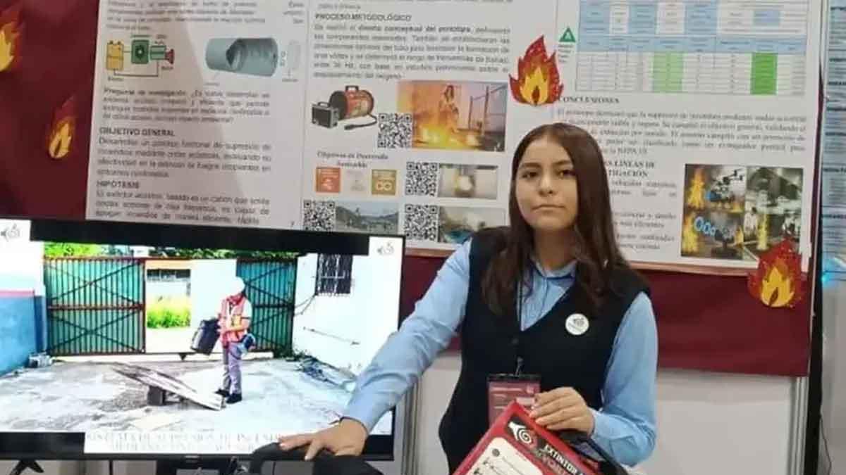 Estudiante mexicana crea extintor que apaga fuego con sonido