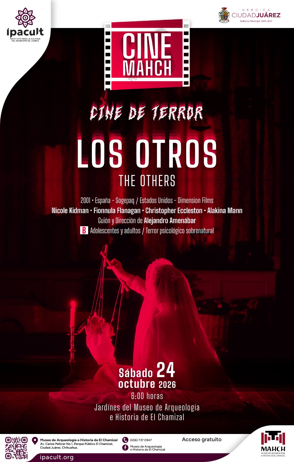 Invita IPACULT a disfrutar noche de terror psicológico con “Los otros” en el Cine MAHCH