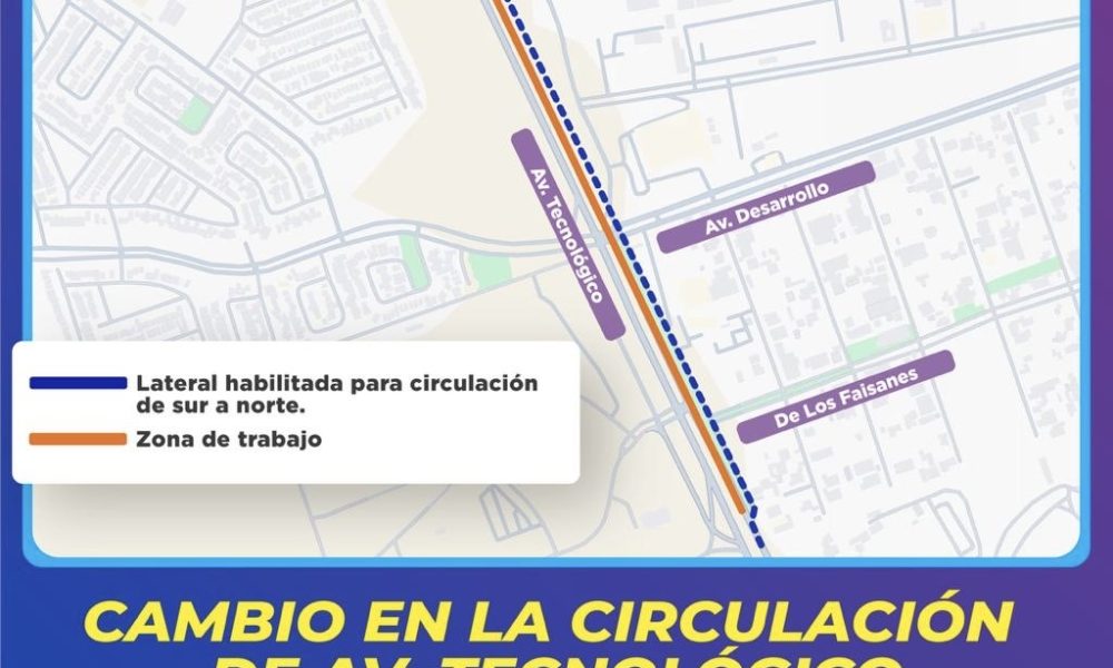 Cambios en la circulación de la avenida Tecnológico por obras