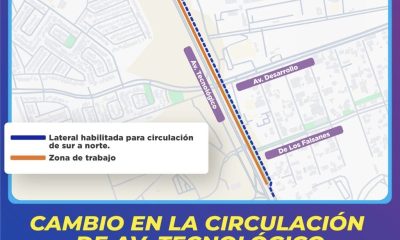 Cambios en la circulación de la avenida Tecnológico por obras