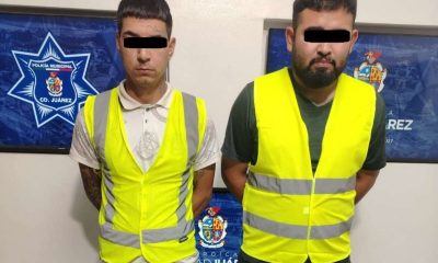 Capturan a dos hombres señalados por presunto robo afuera de un banco
