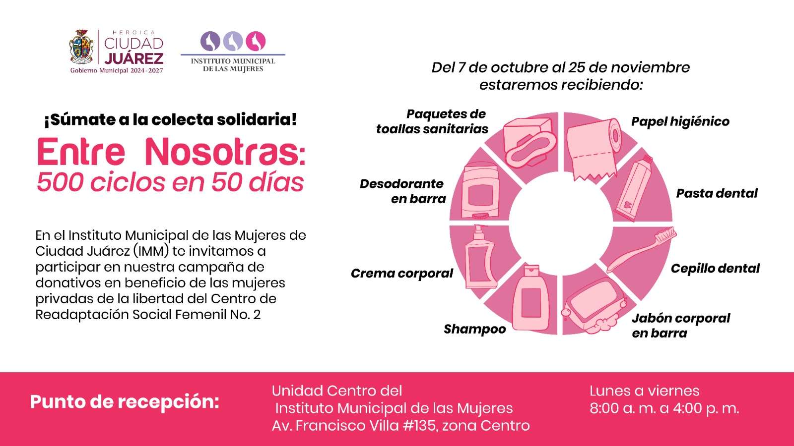 Continúa Instituto de la Mujer su colecta para mujeres internas en el Cereso 2