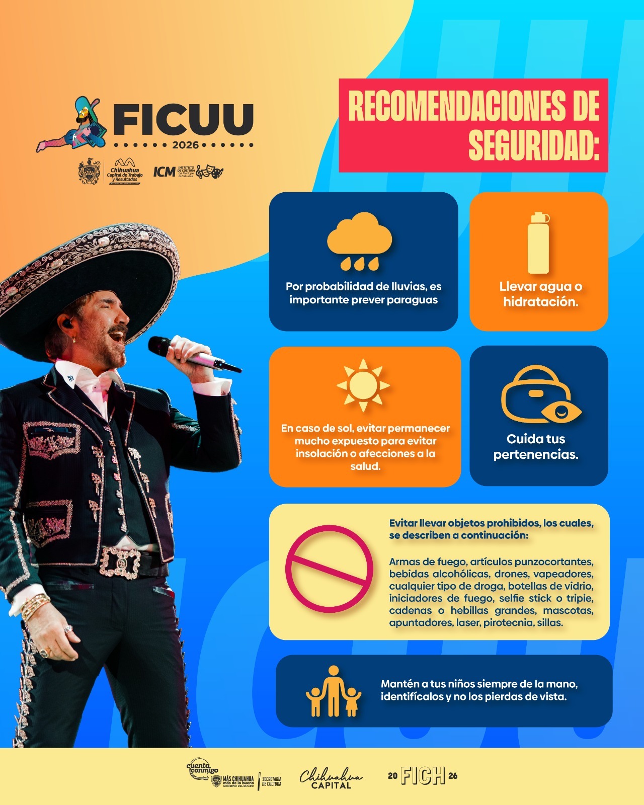 Hoy cierra el FICUU 2026 con concierto de Alejandro Fernández: Municipio