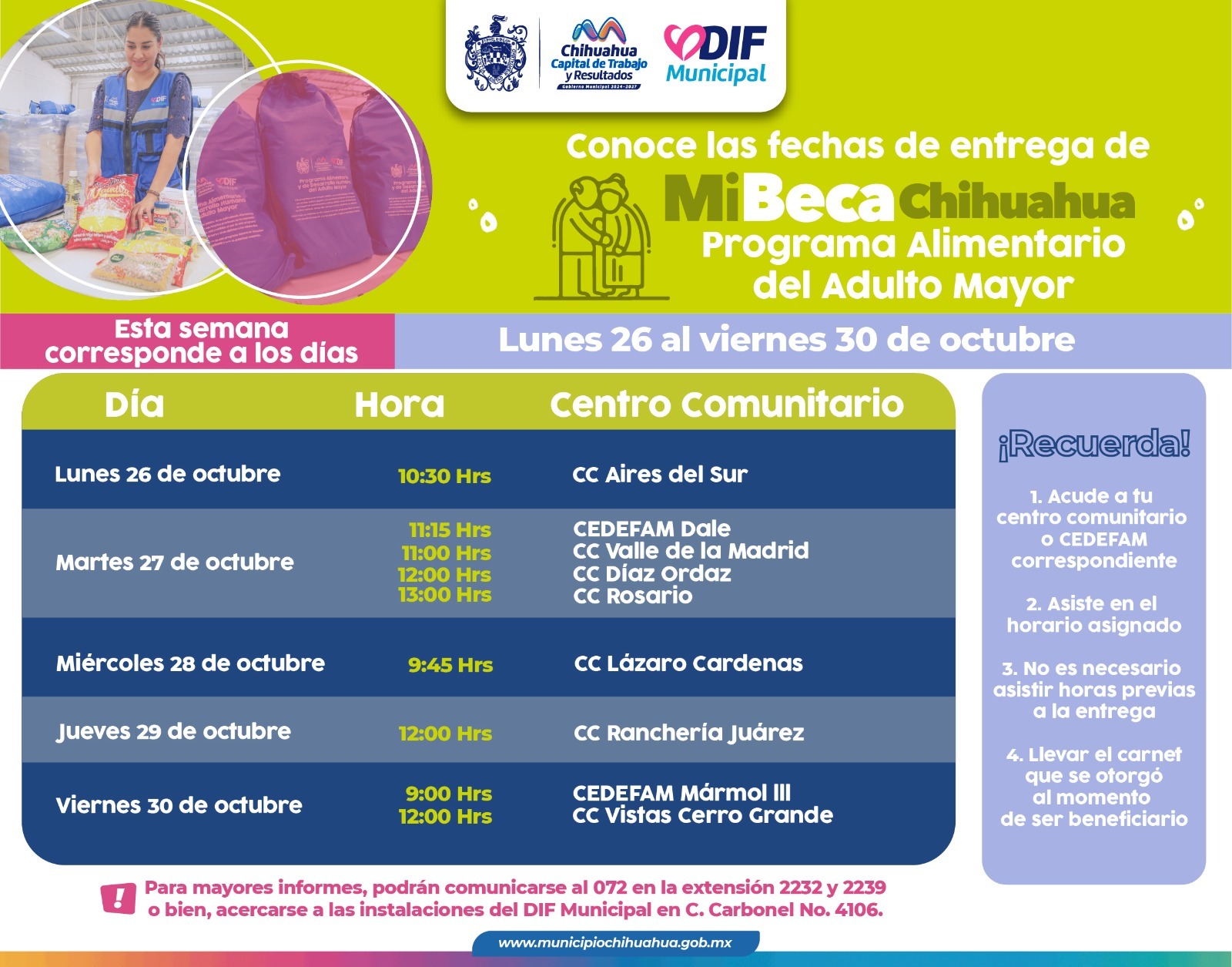 Conoce sedes y fechas de entrega del PAAM para esta semana: DIF Municipal