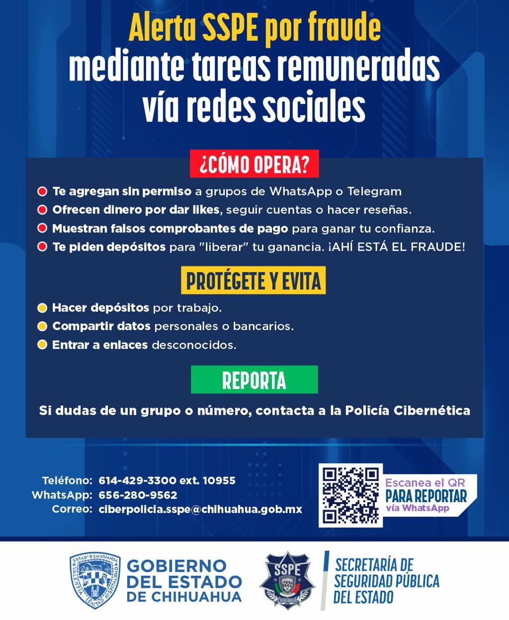 SSPE emite alerta sobre fraudes laborales en WhatsApp y Telegram