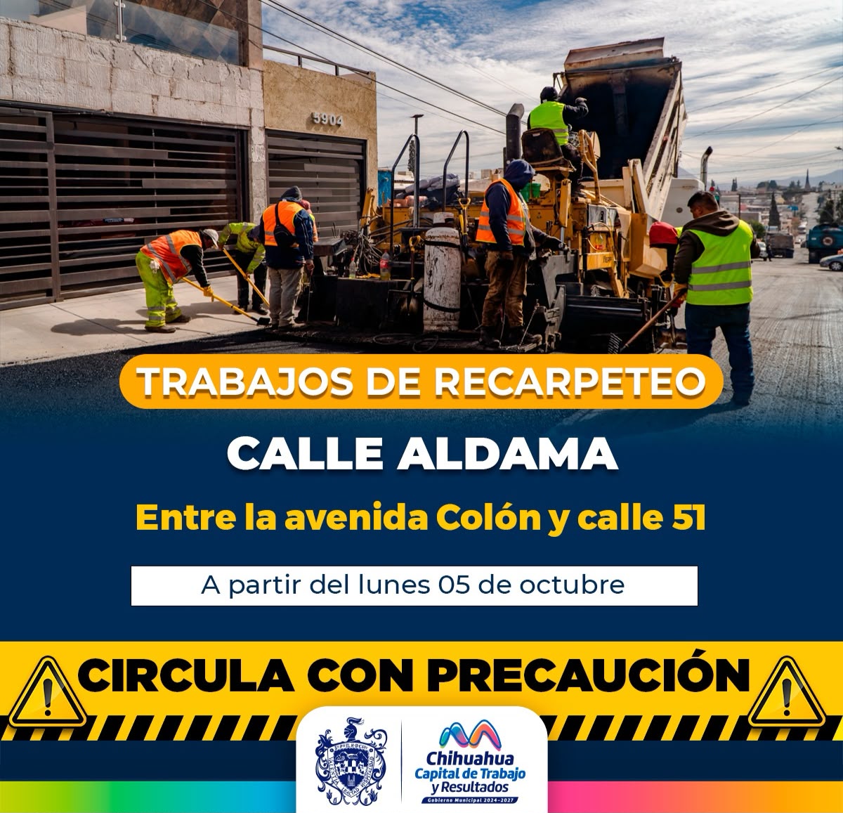 Inician trabajos de recarpeteo en la calle Aldama en Chihuahua
