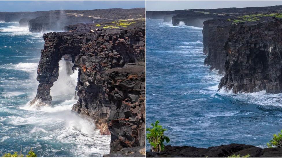 Colapso del icónico Arco Marítimo H?lei en Hawái