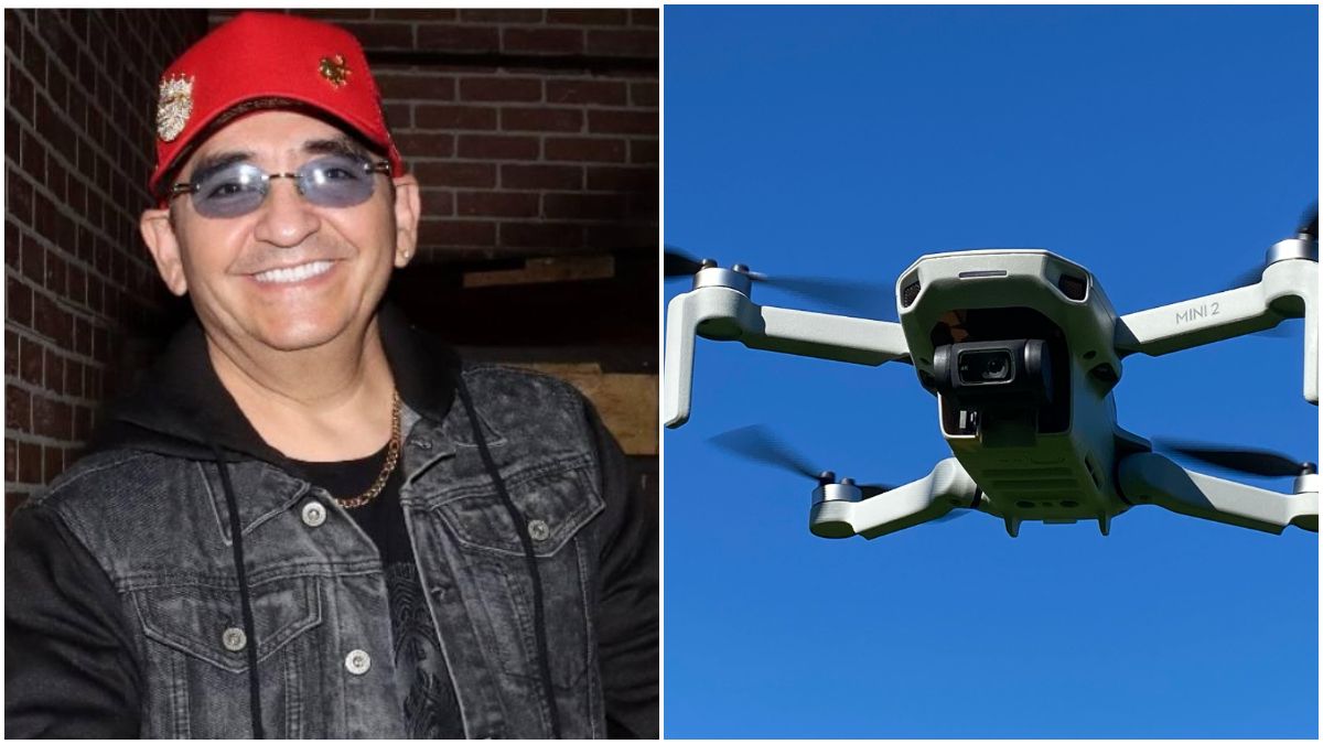 Ernesto Chavana patea dron y golpea a modelo en vivo