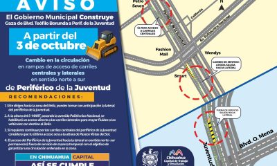 Modificación vial en el periférico de la Juventud a partir del 3 de octubre