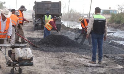 Continúa Municipio con bacheo en carretera Juárez Porvenir