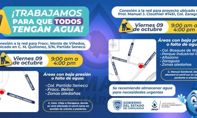 Realizarán trabajos de conexión de agua potable en Partido Senecú y Zaragoza